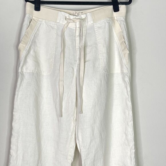 LOFT Lounge Linen Roll Hem Wide Leg Pants Women's Size 8 - Picture 4 of 8